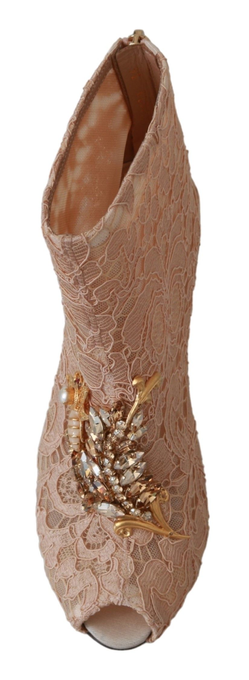 Dolce & Gabbana Rosa Kristall Spitze Booties Stilettos Schuhe