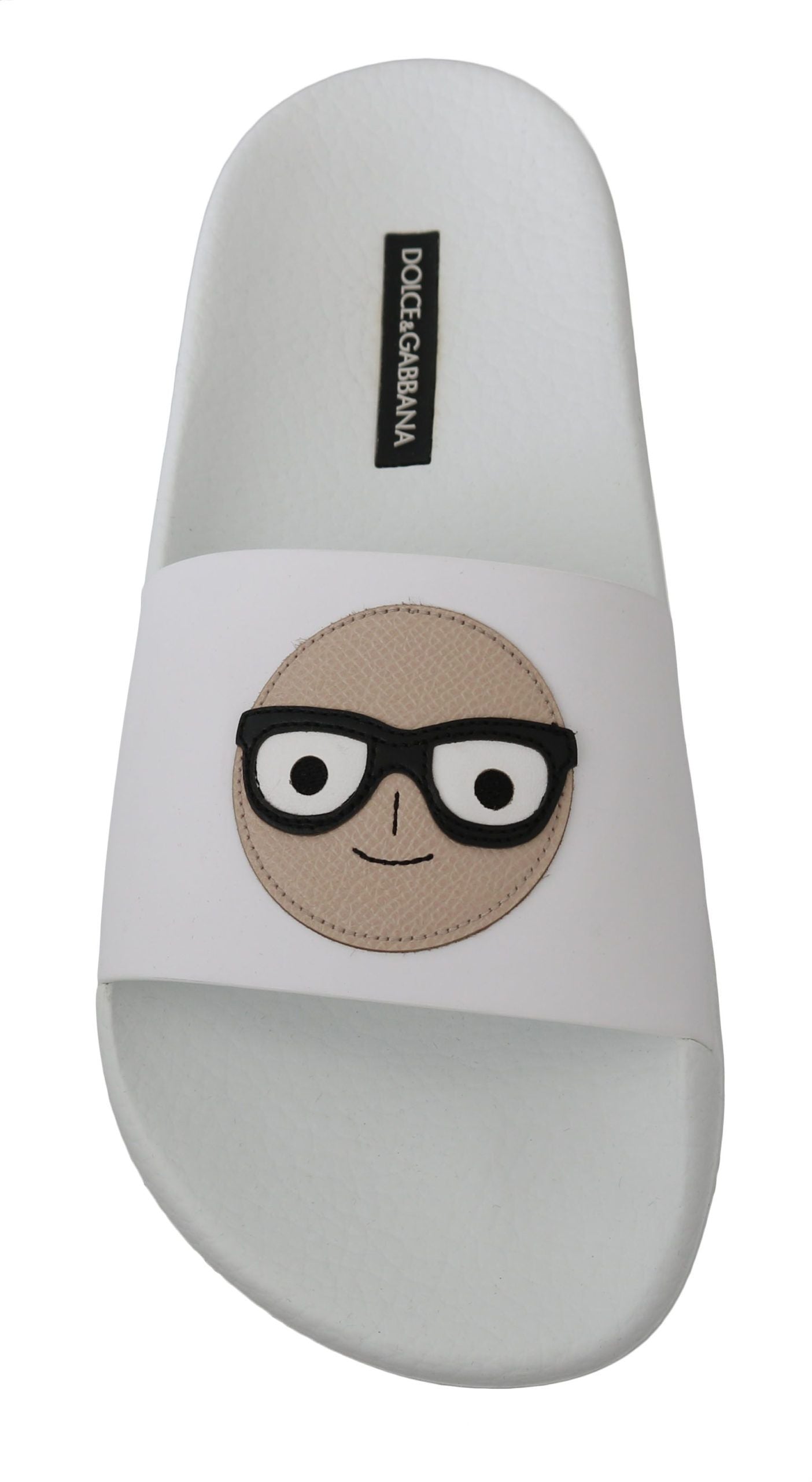 Dolce & Gabbana Weißes Leder #dgfamily Rutschen Schuhe Sandalen