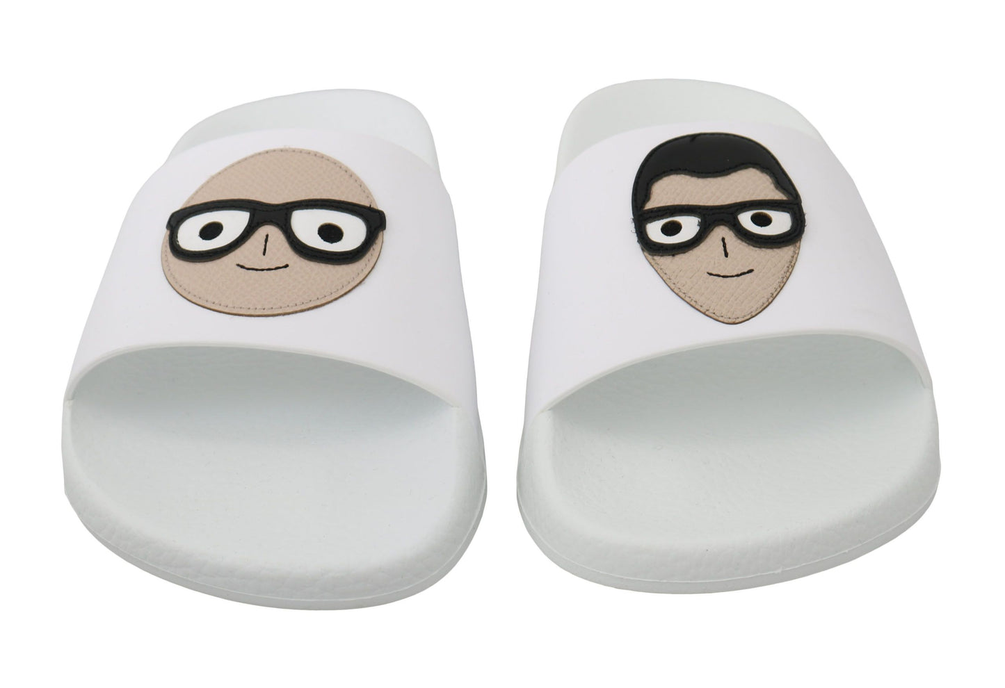 Dolce & Gabbana Weißes Leder #dgfamily Rutschen Schuhe Sandalen