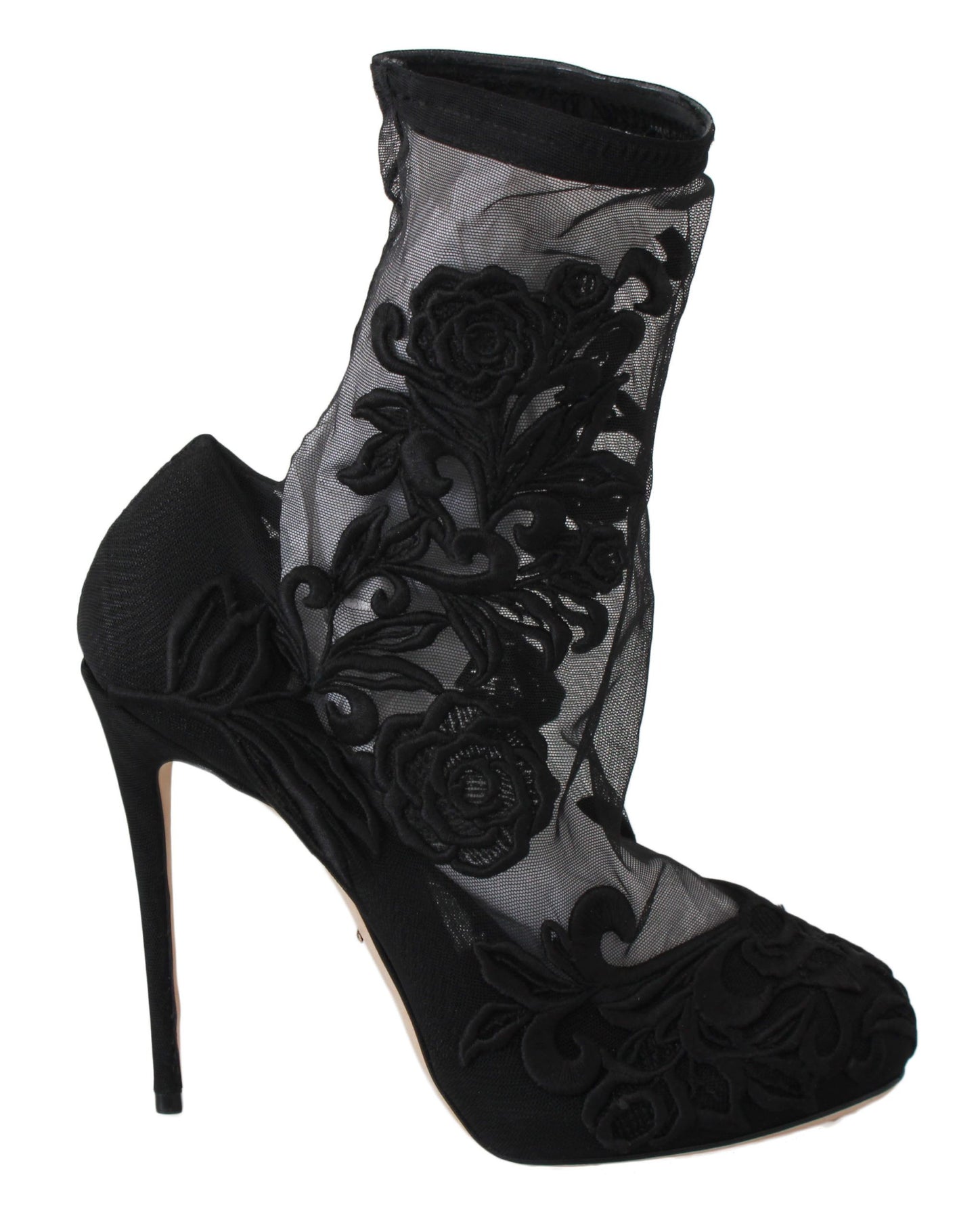 Dolce & Gabbana Schwarz Rosen Stilettos Booties Socken Schuhe