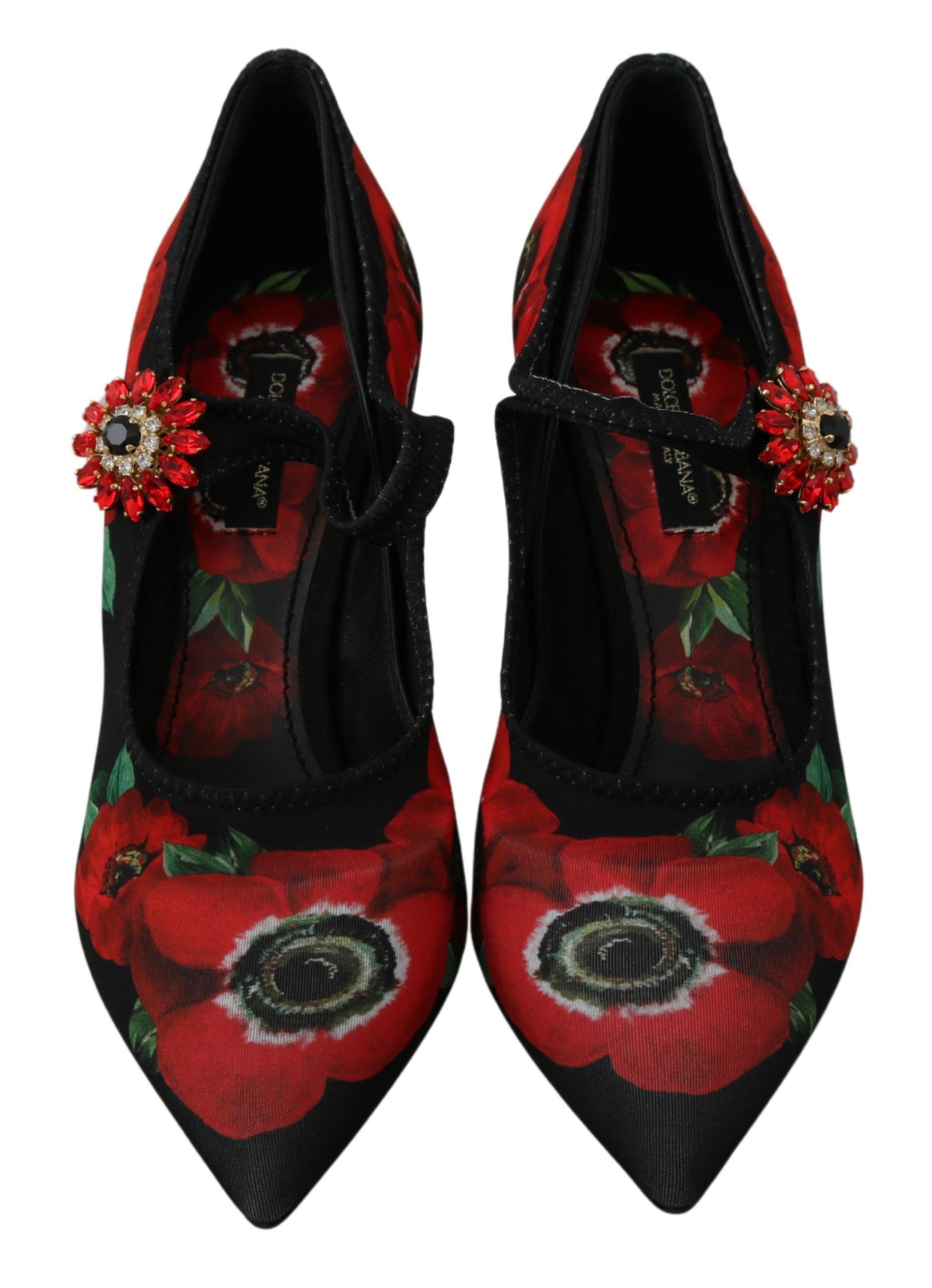 Dolce & Gabbana Schwarz Rot Floral Mary Janes Pumps Schuhe
