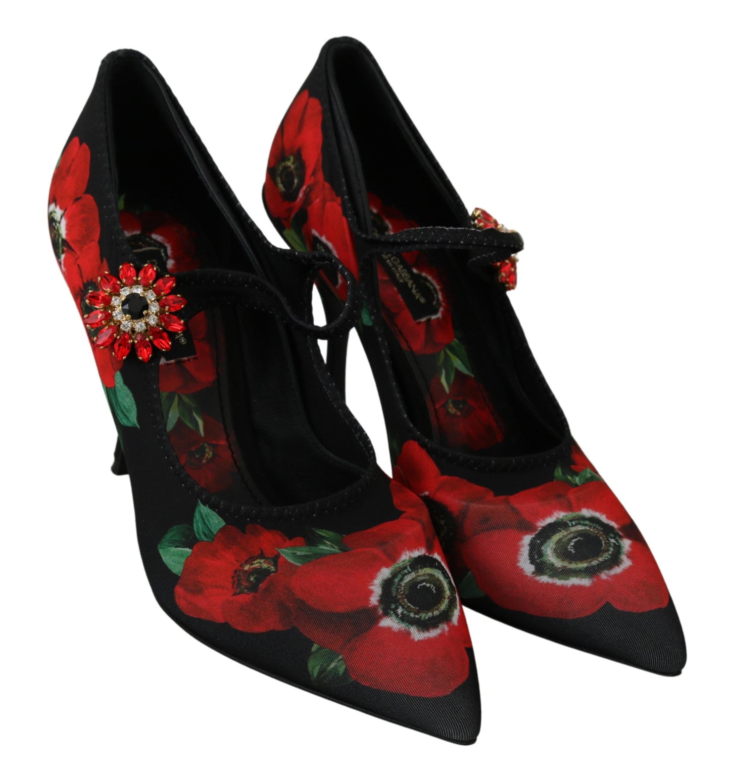 Dolce & Gabbana Schwarz Rot Floral Mary Janes Pumps Schuhe