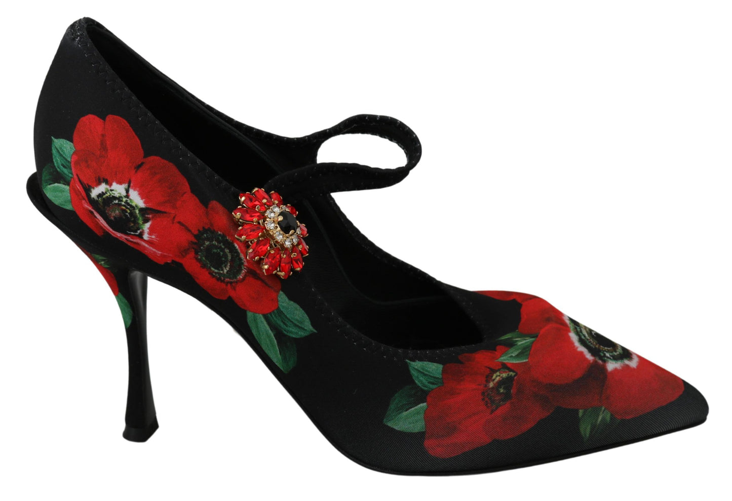 Dolce & Gabbana Schwarz Rot Floral Mary Janes Pumps Schuhe