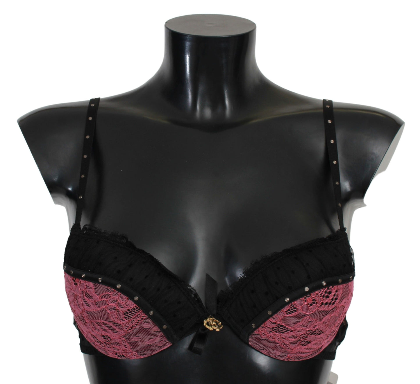 Roberto Cavalli Schwarz Rosa Spitze Push Up BH Unterwäsche