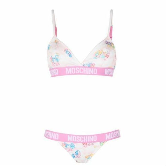 Moschino Weißes My Little Pony BH Briefs Set Zweiteiliger Bikini