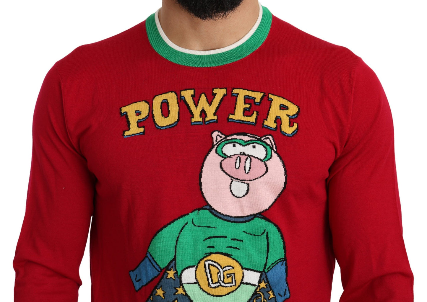 Dolce & Gabbana Roter Woll-Seiden-Pullover für das Schwein des Jahres