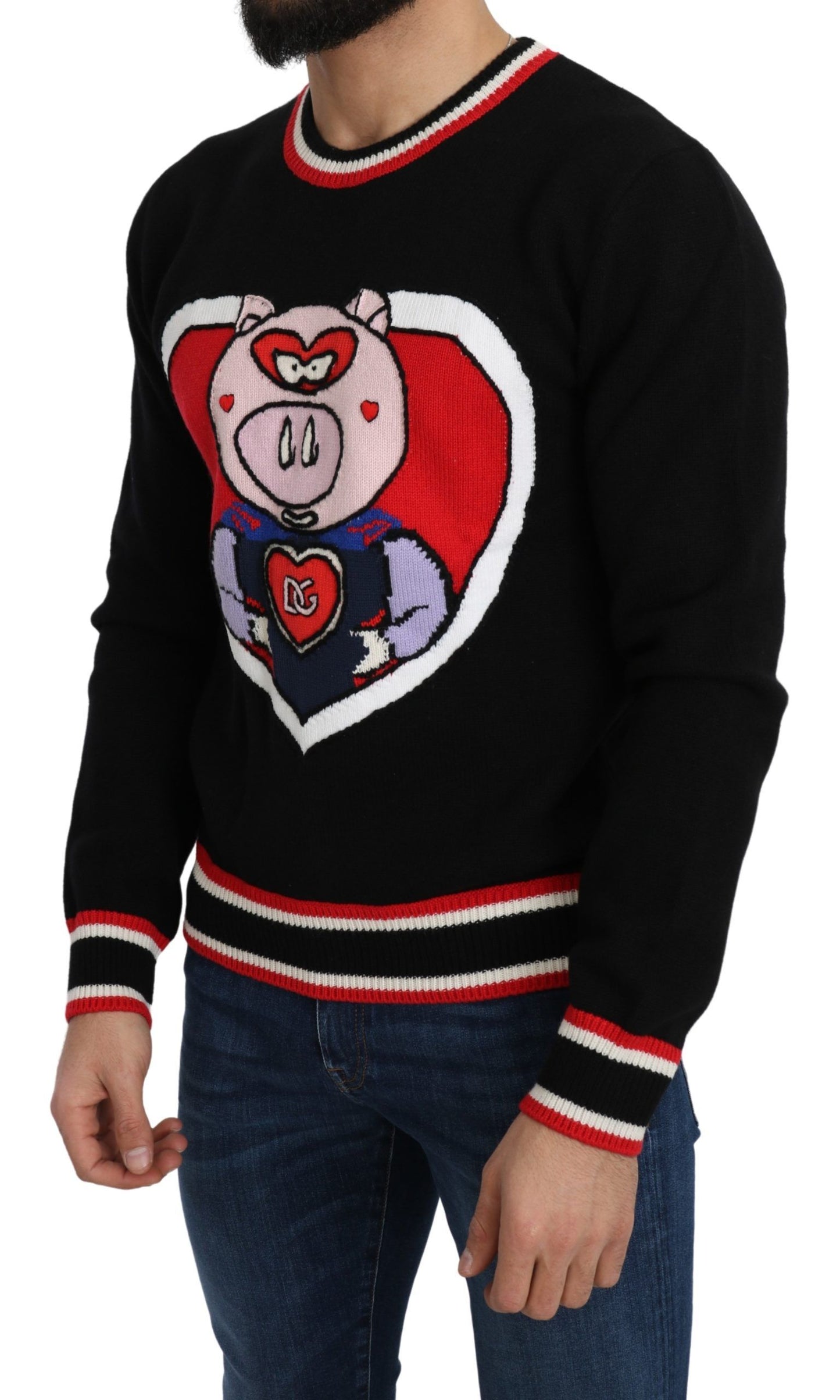 Dolce & Gabbana Schwarzer Kaschmir-Pullover Schwein des Jahres