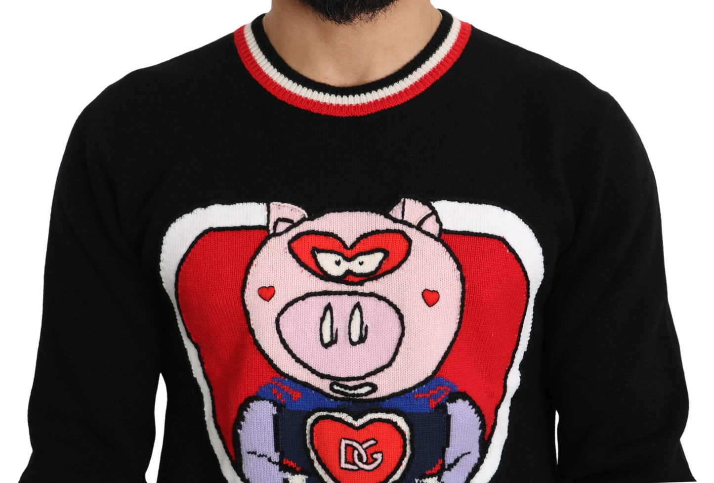 Dolce & Gabbana Schwarzer Kaschmir-Pullover Schwein des Jahres