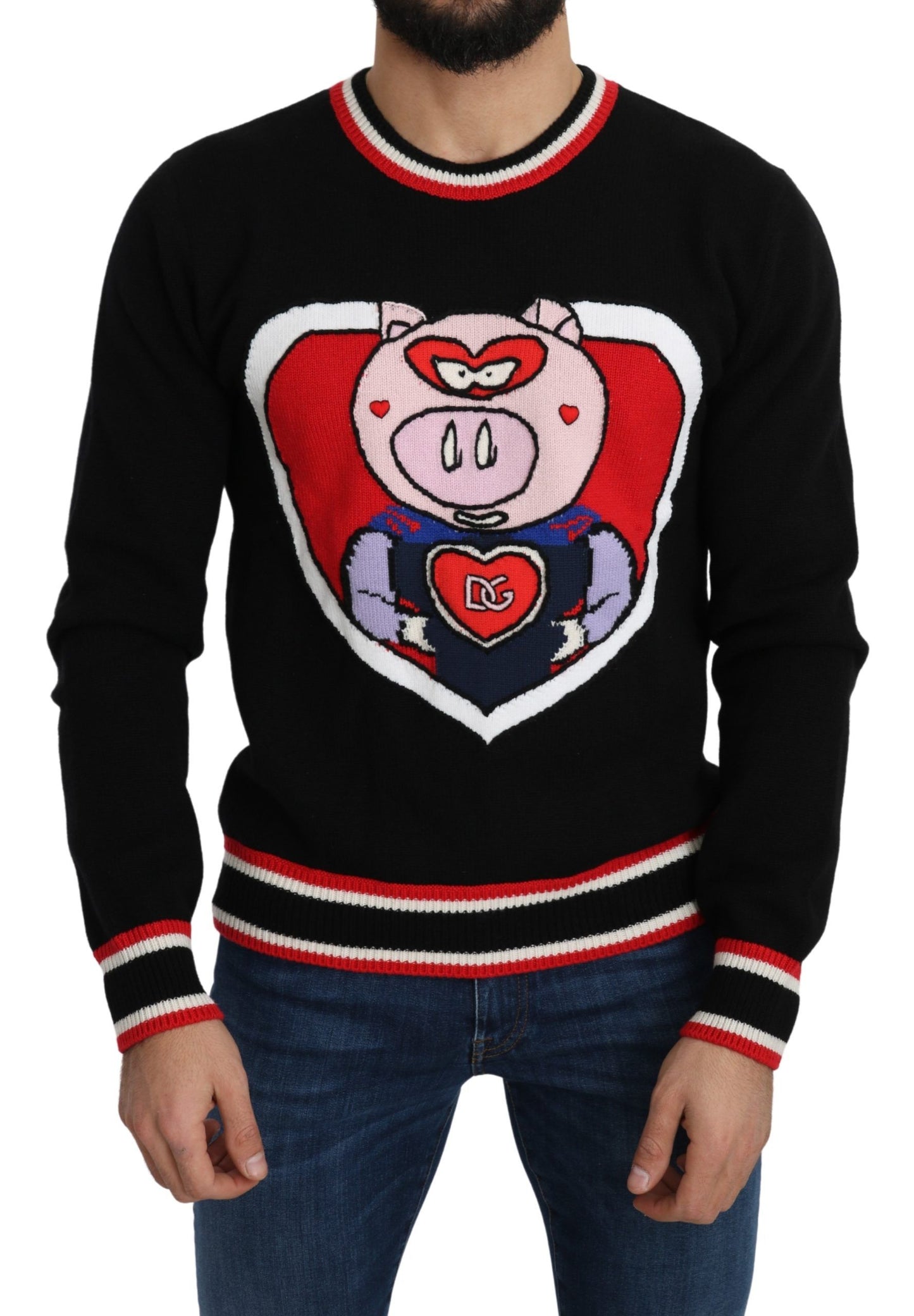 Dolce & Gabbana Schwarzer Kaschmir-Pullover Schwein des Jahres