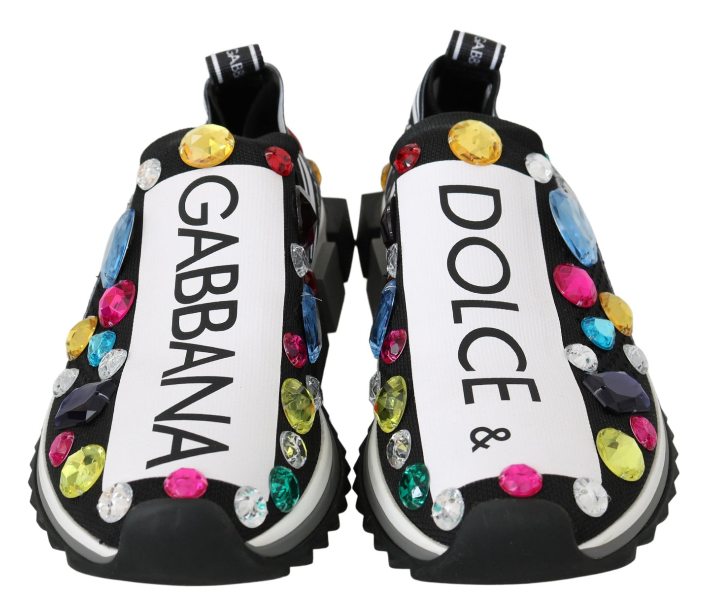 Dolce & Gabbana Schwarz Multicolor Crystal Sneakers Schuhe