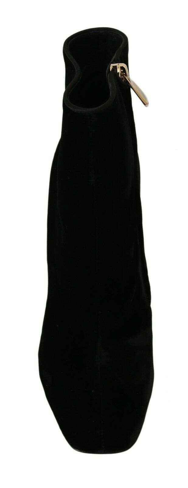 Dolce & Gabbana Schwarzer Samt Kristall Quadratische Absätze Schuhe