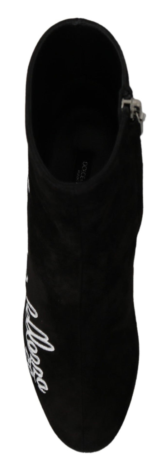 Dolce & Gabbana Schwarz Wildleder L'Amore E'Bellezza Stiefel Schuhe