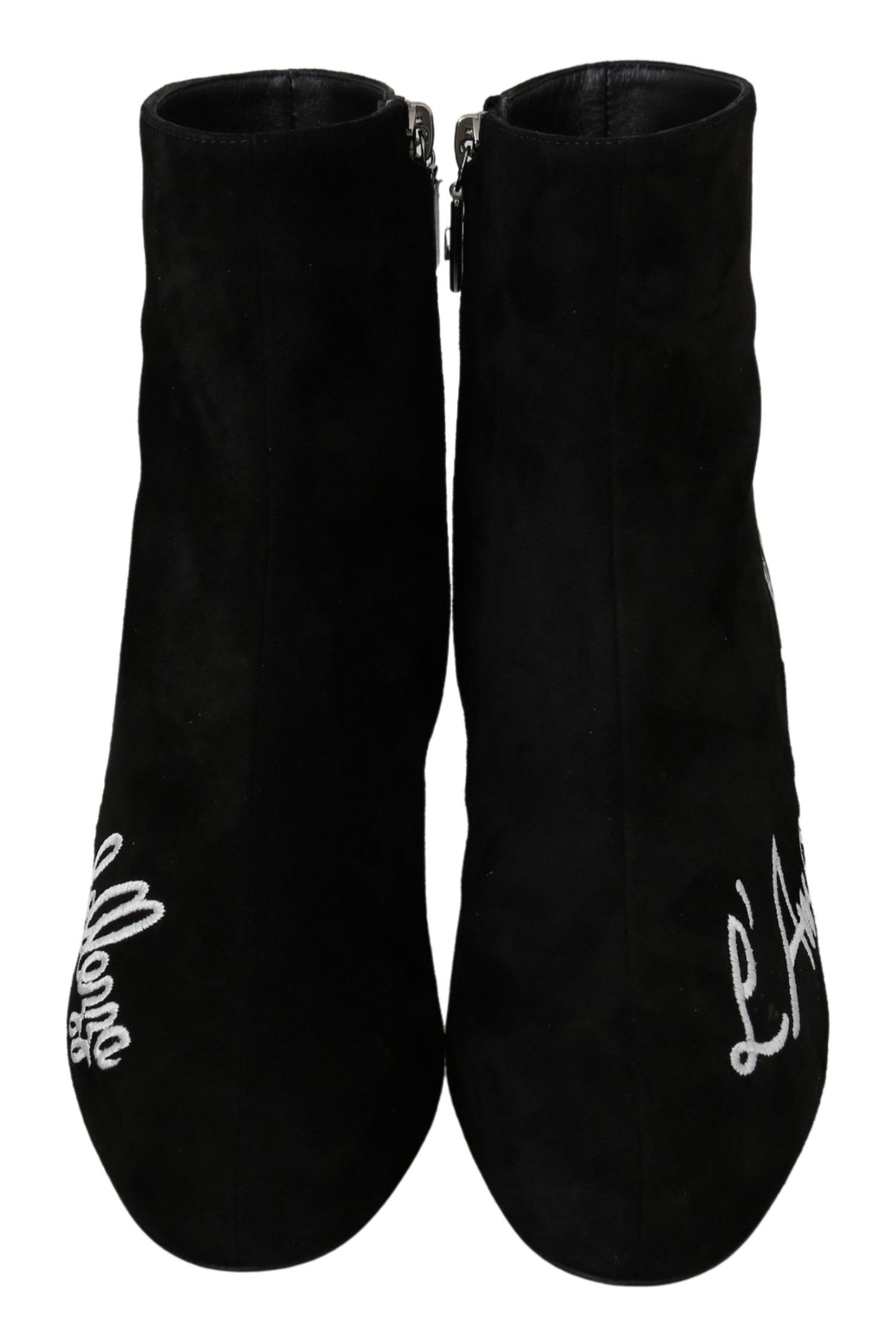 Dolce & Gabbana Schwarz Wildleder L'Amore E'Bellezza Stiefel Schuhe