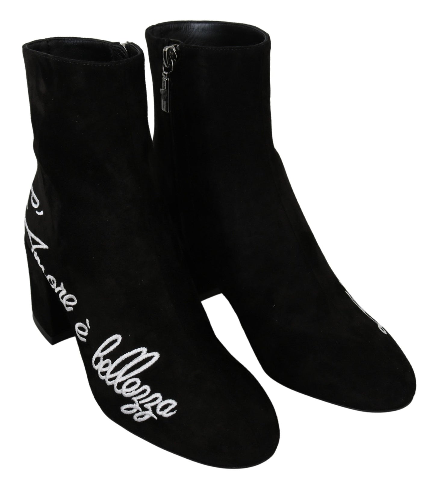 Dolce & Gabbana Schwarz Wildleder L'Amore E'Bellezza Stiefel Schuhe