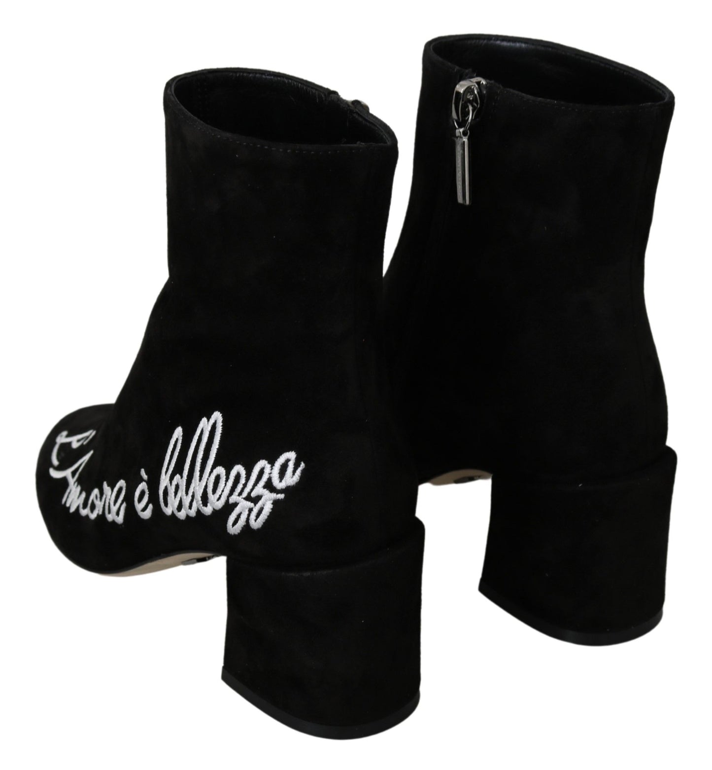 Dolce & Gabbana Schwarz Wildleder L'Amore E'Bellezza Stiefel Schuhe