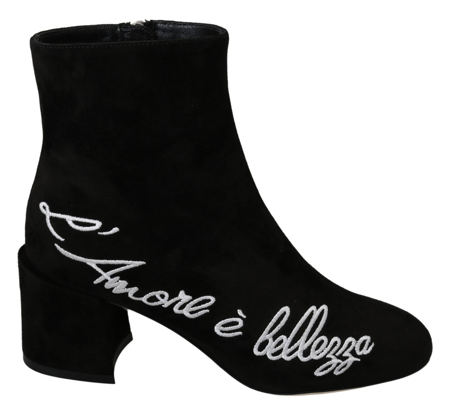 Dolce & Gabbana Schwarz Wildleder L'Amore E'Bellezza Stiefel Schuhe