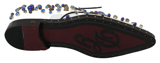 Dolce & Gabbana Weiß Leder Kristalle Kleid Broque Schuhe