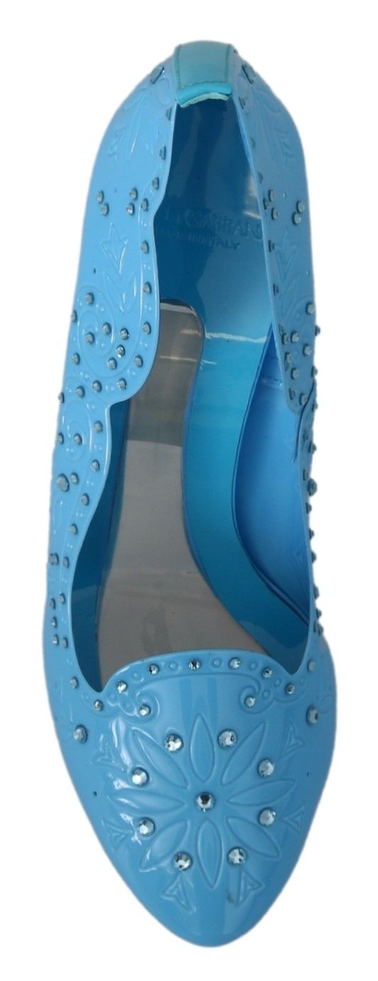 Dolce & Gabbana Blau Kristall Floral CINDERELLA Heels Schuhe