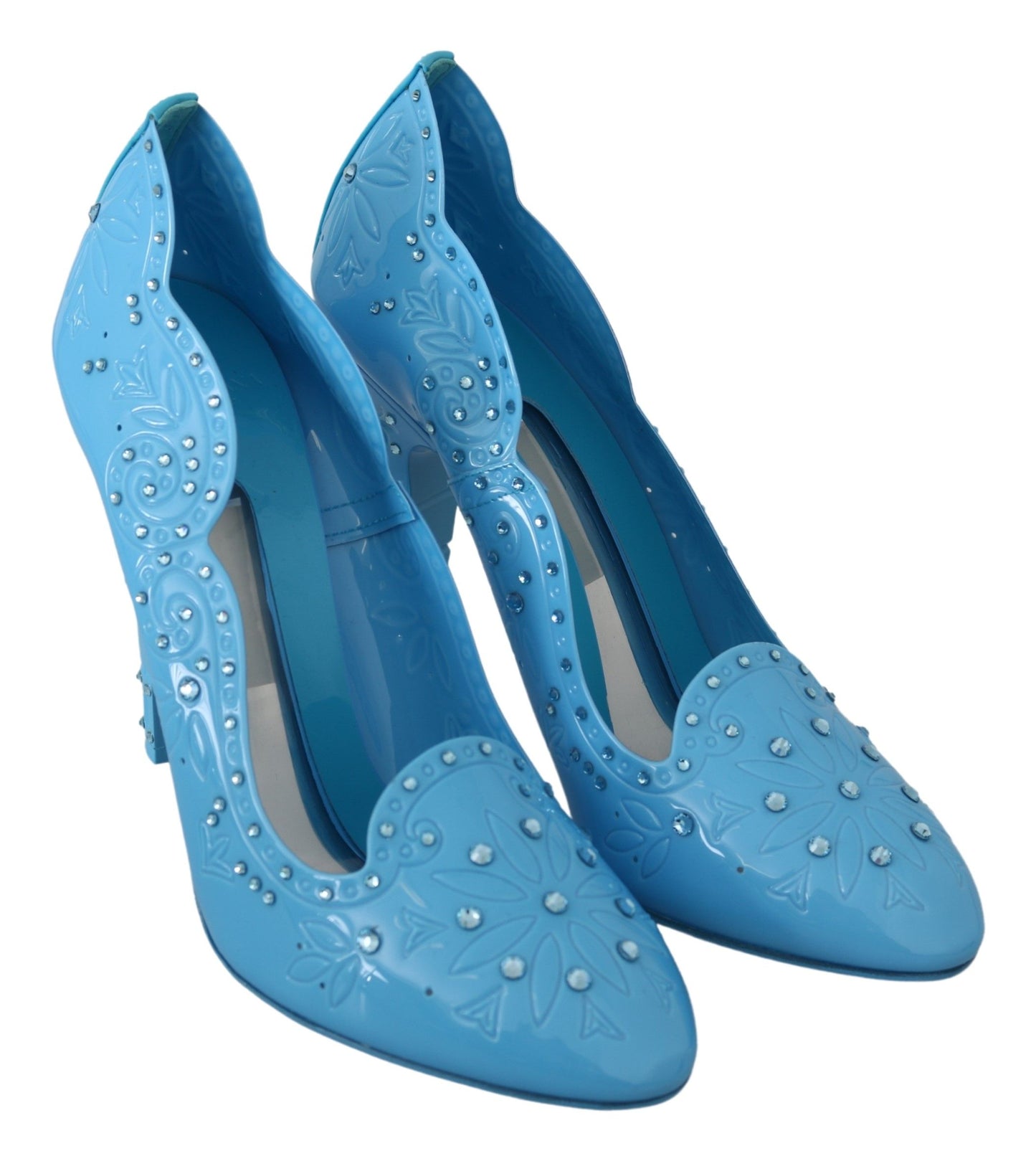 Dolce & Gabbana Blau Kristall Floral CINDERELLA Heels Schuhe