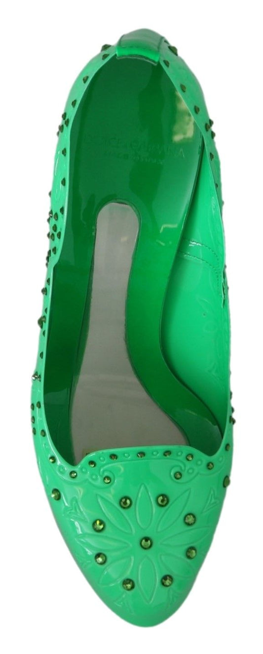 Dolce & Gabbana Grün Kristall Floral CINDERELLA Heels Schuhe