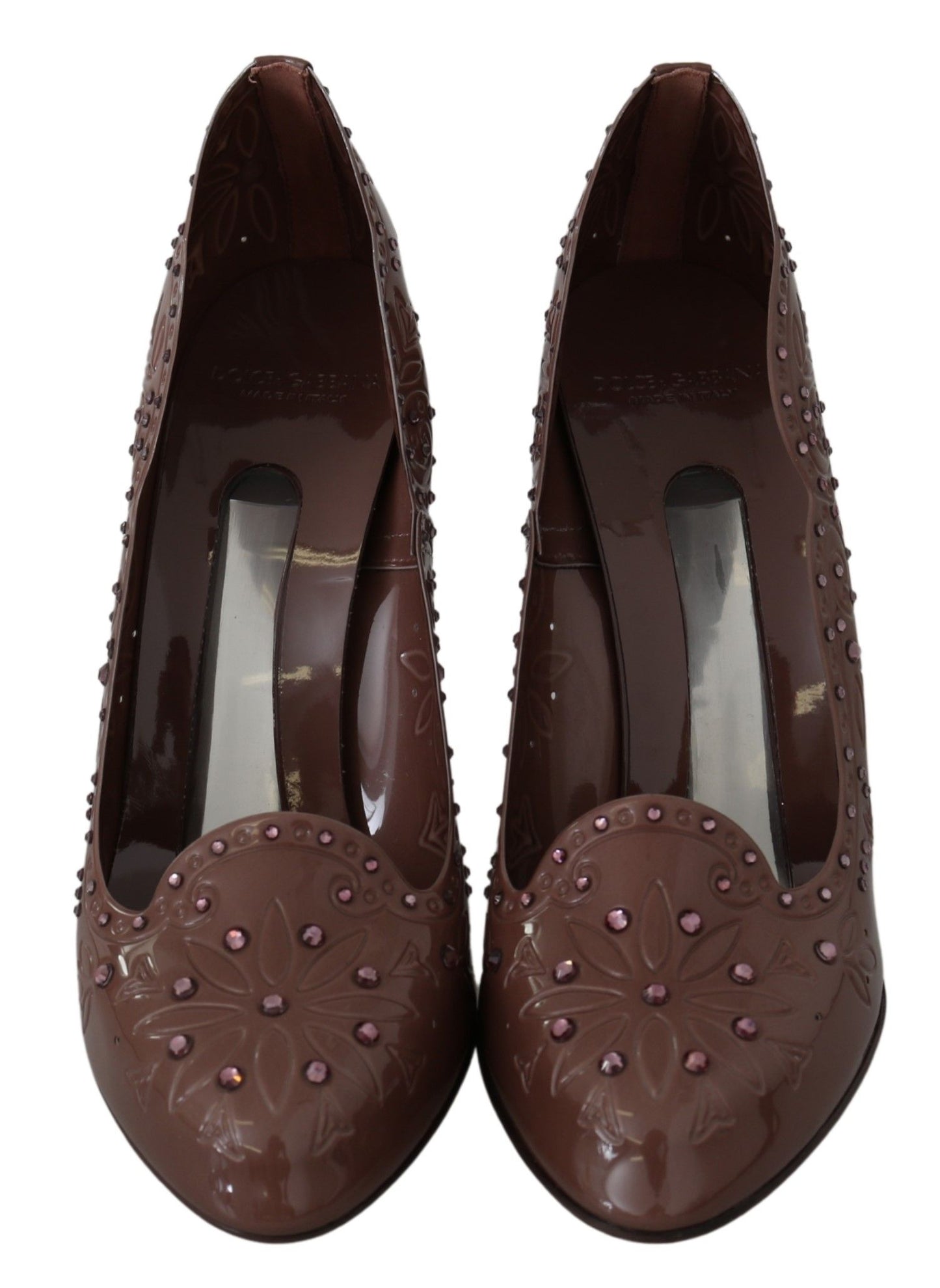 Dolce & Gabbana Braune Floral Crystal Heels CINDERELLA Schuhe