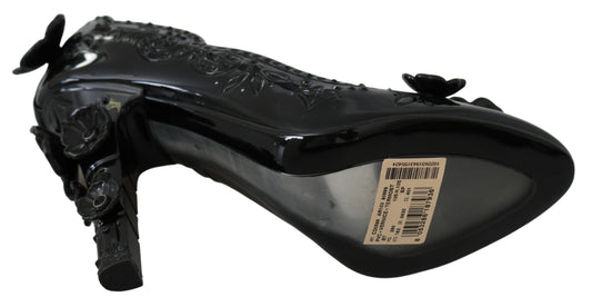 Dolce & Gabbana Schwarz Floral Kristall CINDERELLA Heels Schuhe