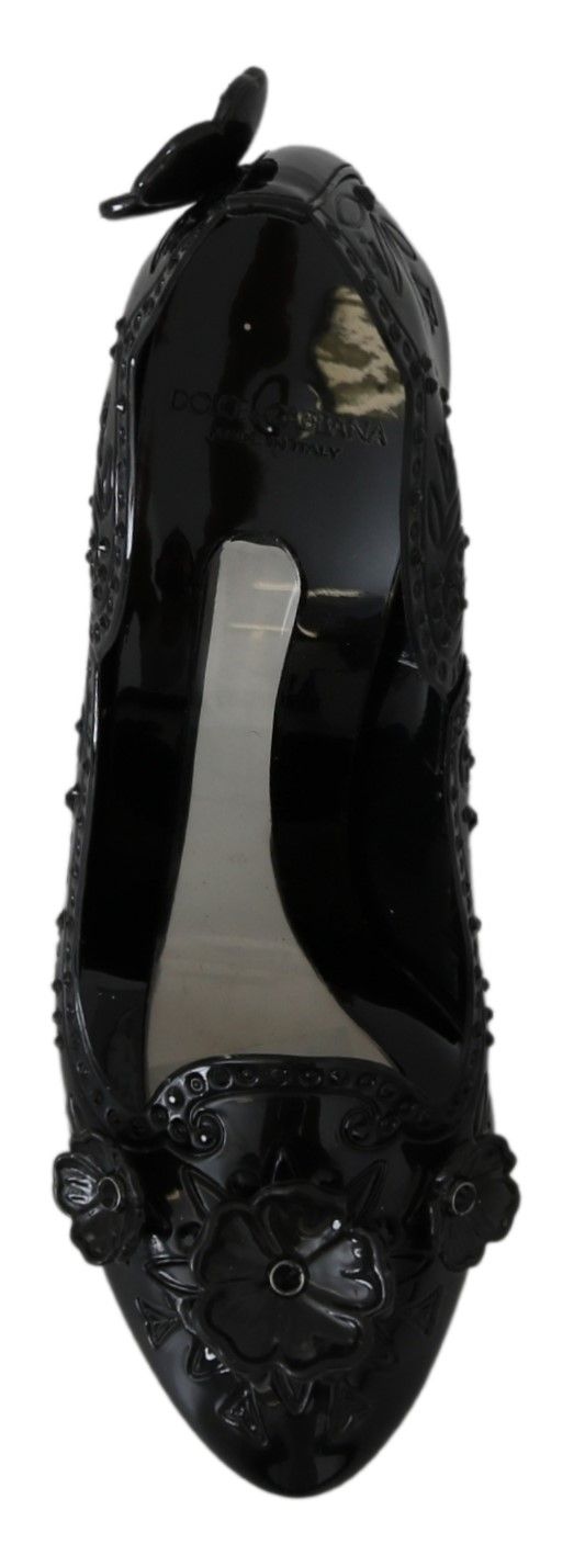 Dolce & Gabbana Schwarz Floral Kristall CINDERELLA Heels Schuhe