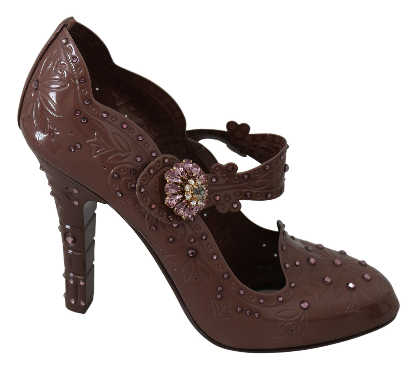 Dolce & Gabbana Braun Floral Kristall CINDERELLA Heels Schuhe