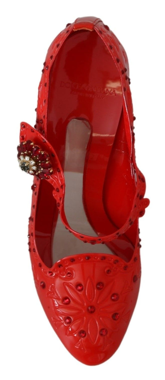 Dolce & Gabbana Rote florale Kristall CINDERELLA Heels Schuhe