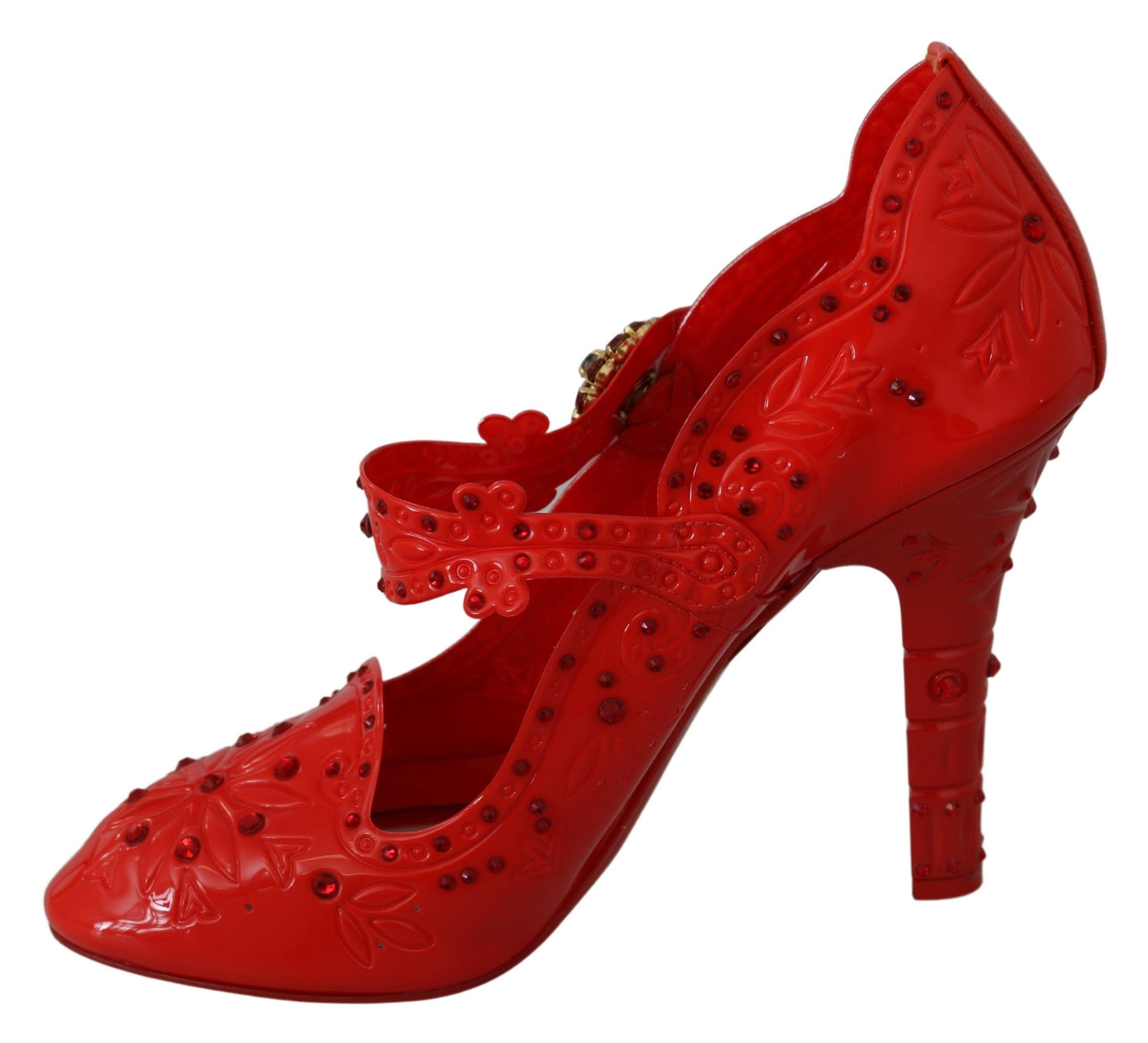 Dolce & Gabbana Rote florale Kristall CINDERELLA Heels Schuhe