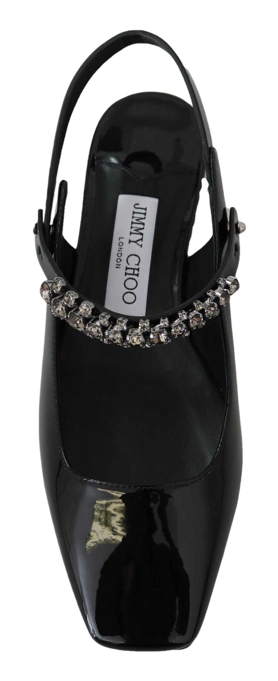 Jimmy Choo Elegante schwarze Lack-Flats mit Kristall-Akzent