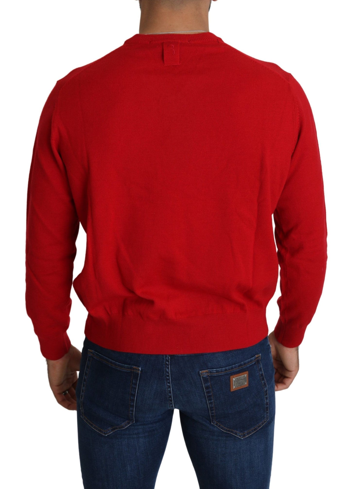 Billionaire Italian Couture Rotes Wollsweatshirt mit V-Ausschnitt Pullover