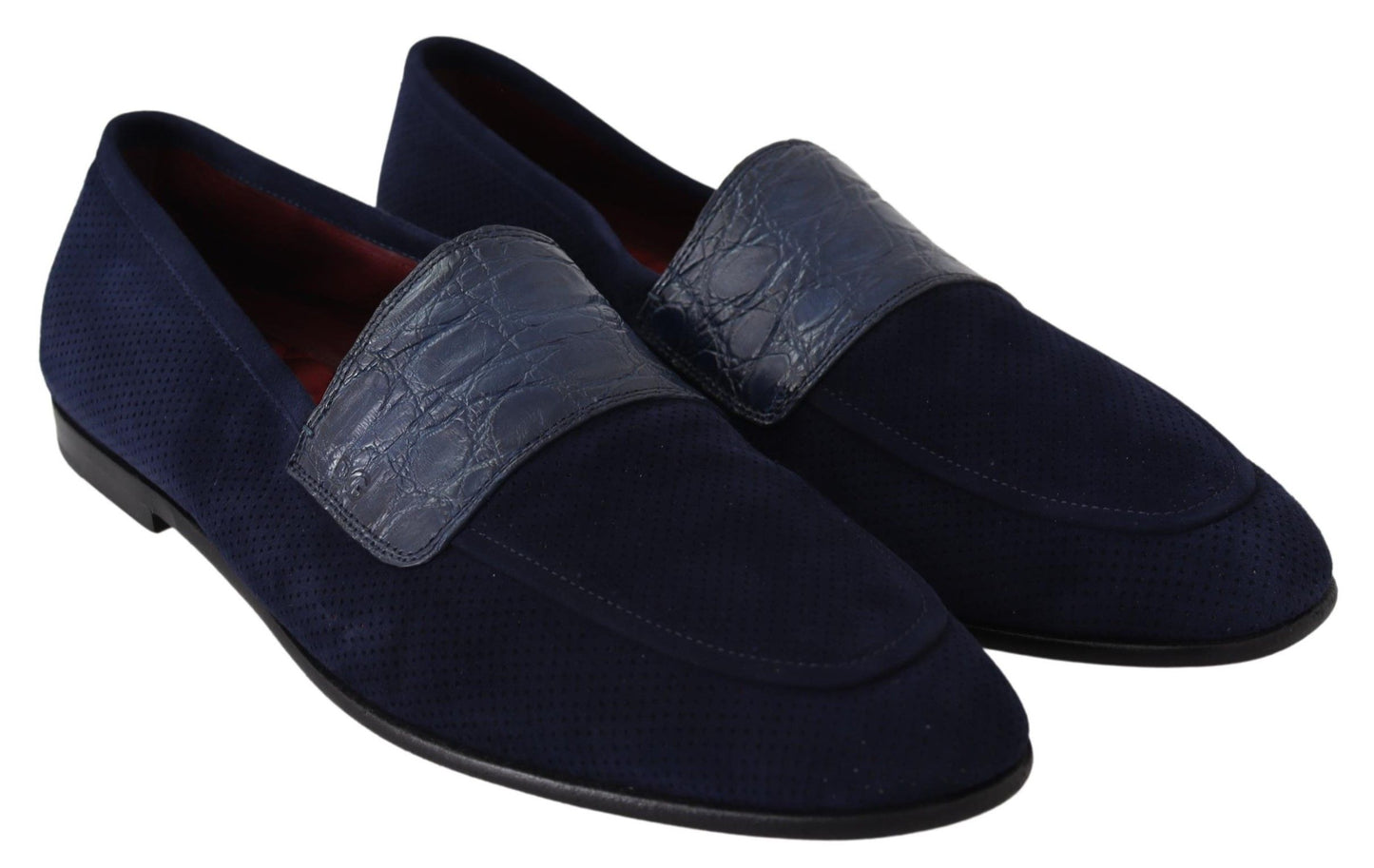 Dolce & Gabbana Blau Wildleder Kaiman Loafers Hausschuhe Schuhe