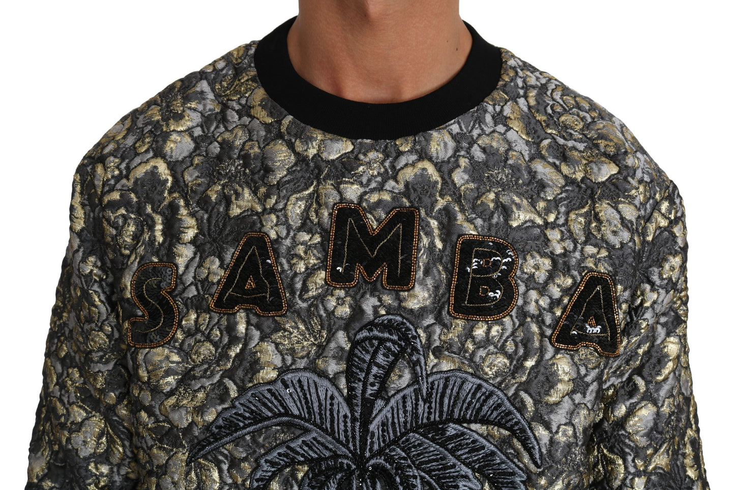 Dolce & Gabbana Mehrfarbiger SAMBA Jacquard-Pullover mit Palmtree-Muster