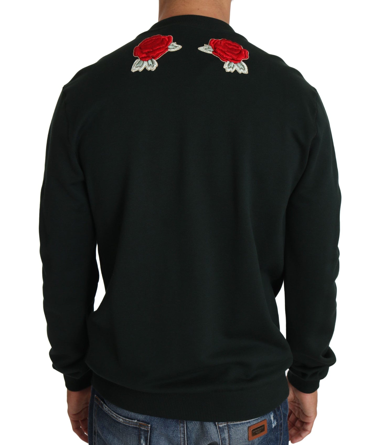 Dolce & Gabbana Grüner Kristall Herz Rosen Gun Pullover
