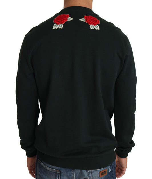 Dolce & Gabbana Grüner Kristall Herz Rosen Gun Pullover