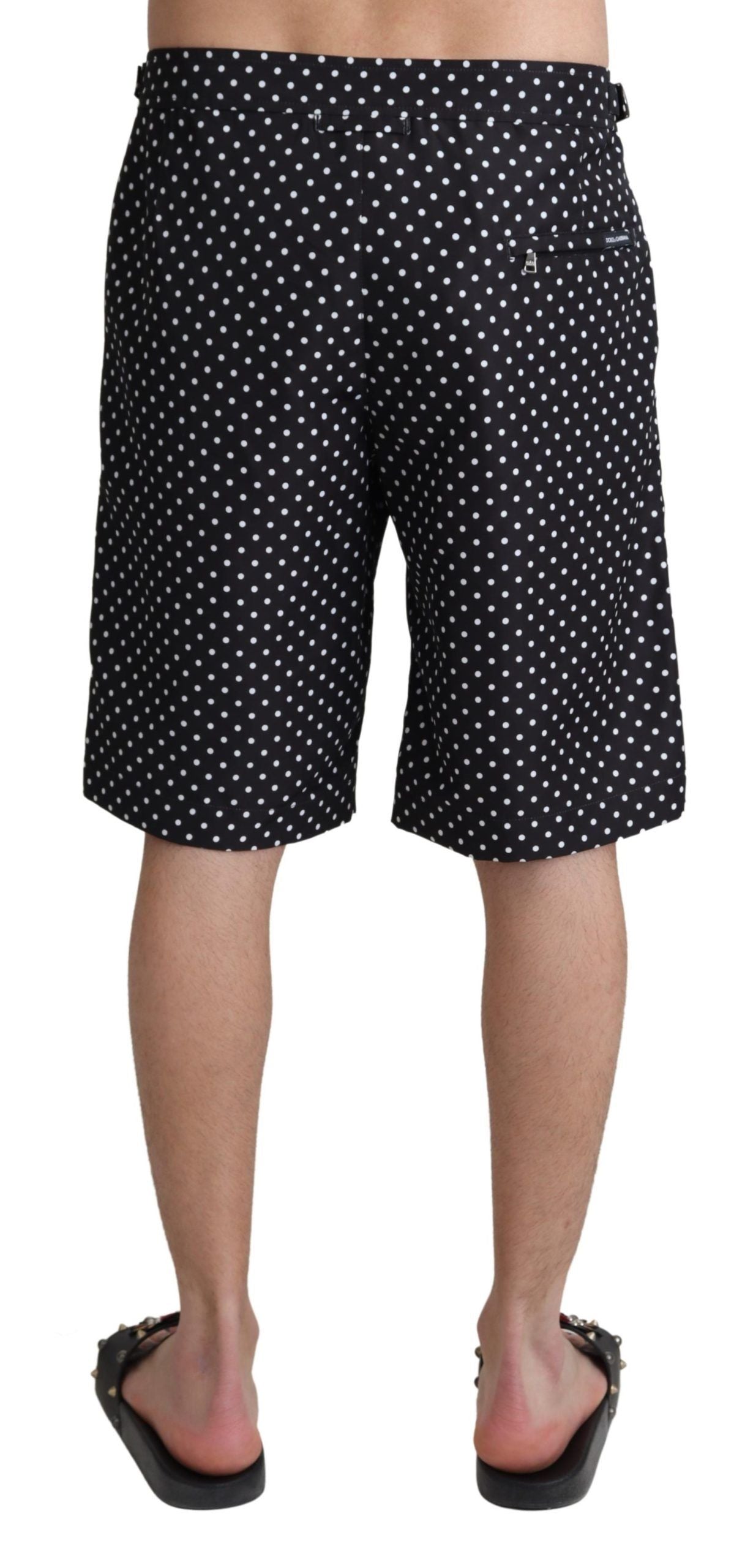 Dolce & Gabbana Schwarz Polka Dots Beachwear Shorts Bademode