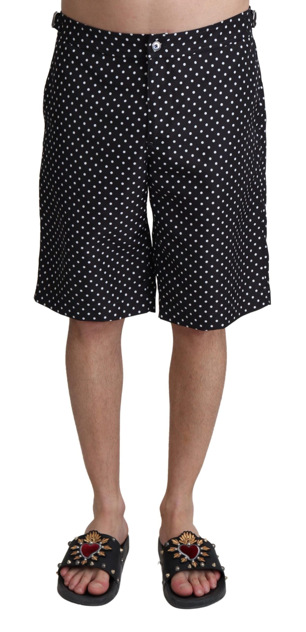 Dolce & Gabbana Schwarz Polka Dots Beachwear Shorts Bademode