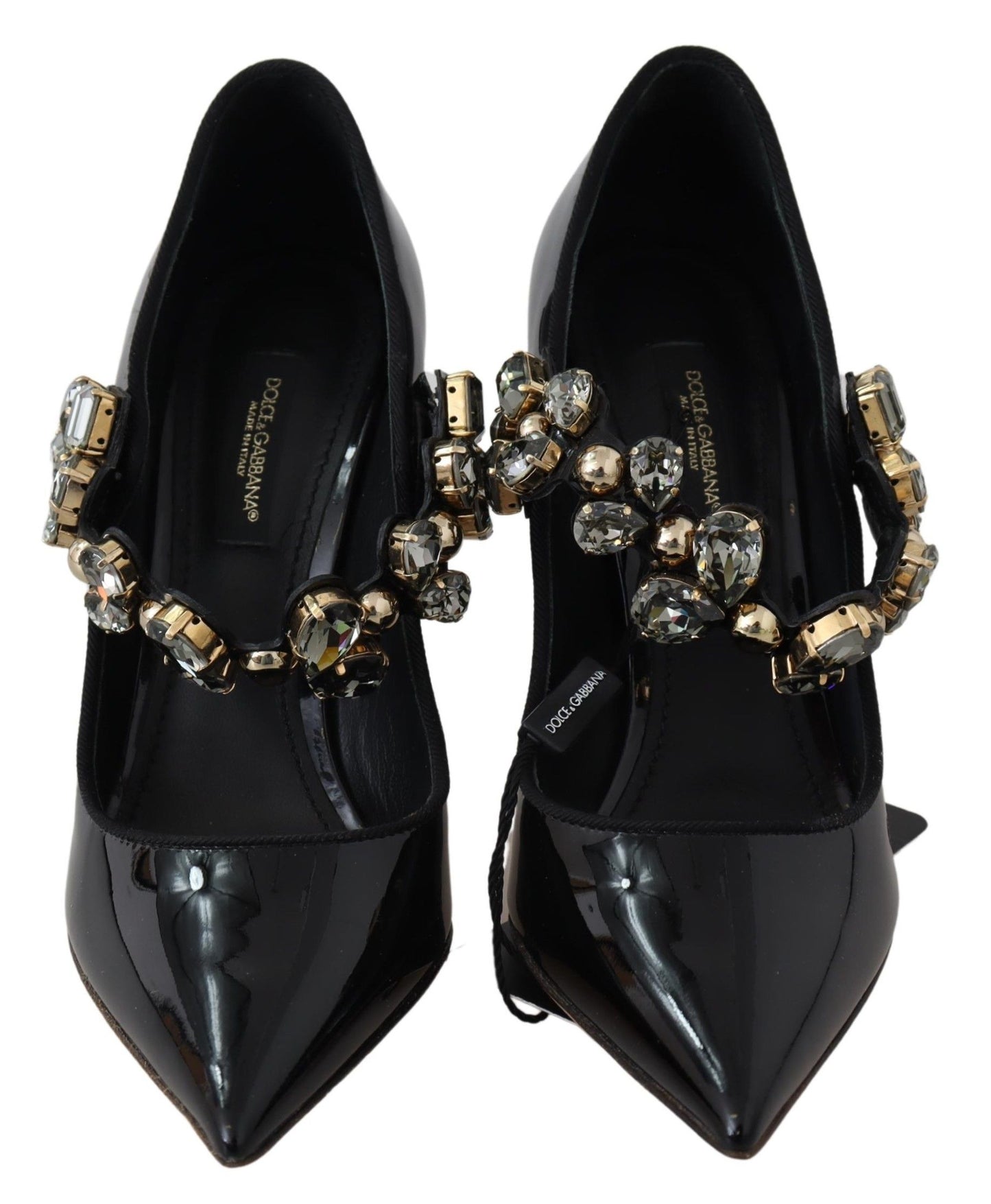 Dolce & Gabbana Schwarz Leder Kristall Schuhe Mary Jane Pumps
