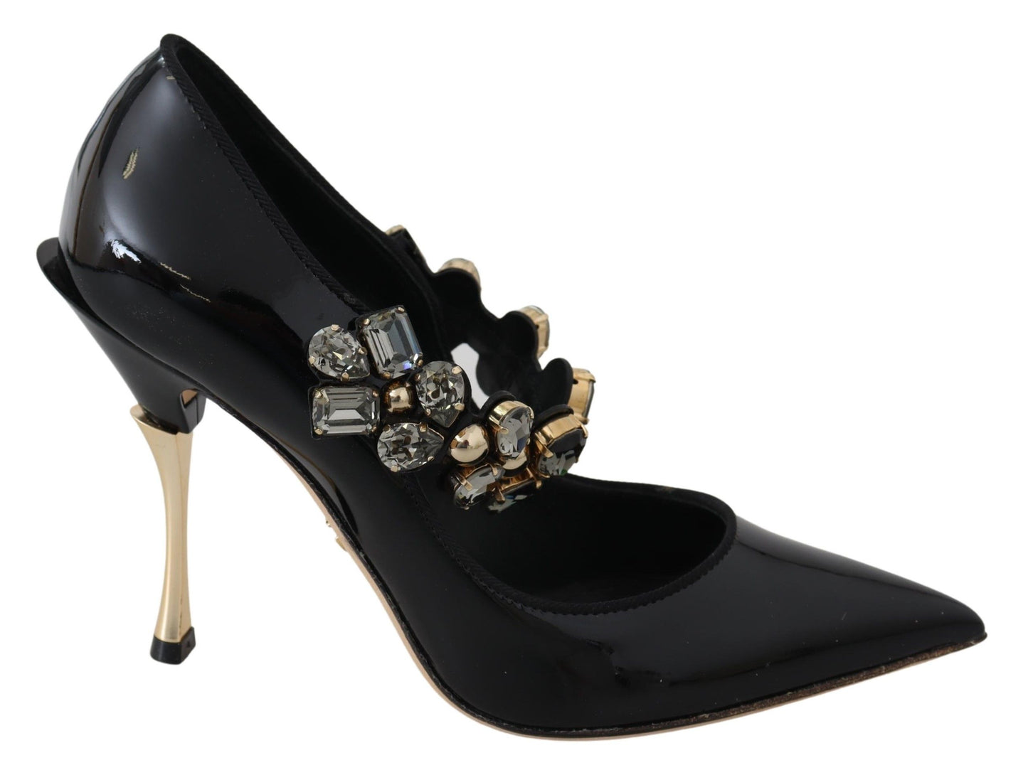 Dolce & Gabbana Schwarz Leder Kristall Schuhe Mary Jane Pumps