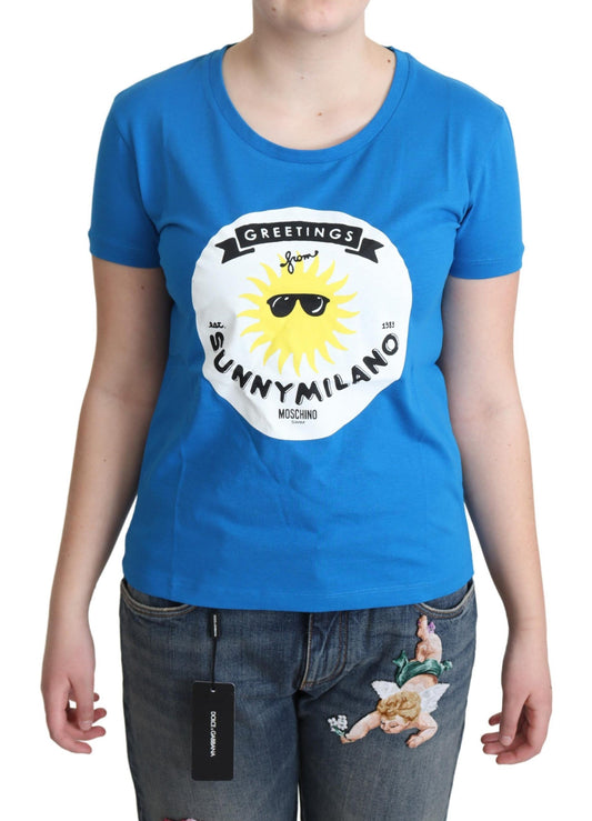 Moschino Blaue Baumwolle Sunny Milano Print Tops T-Shirt