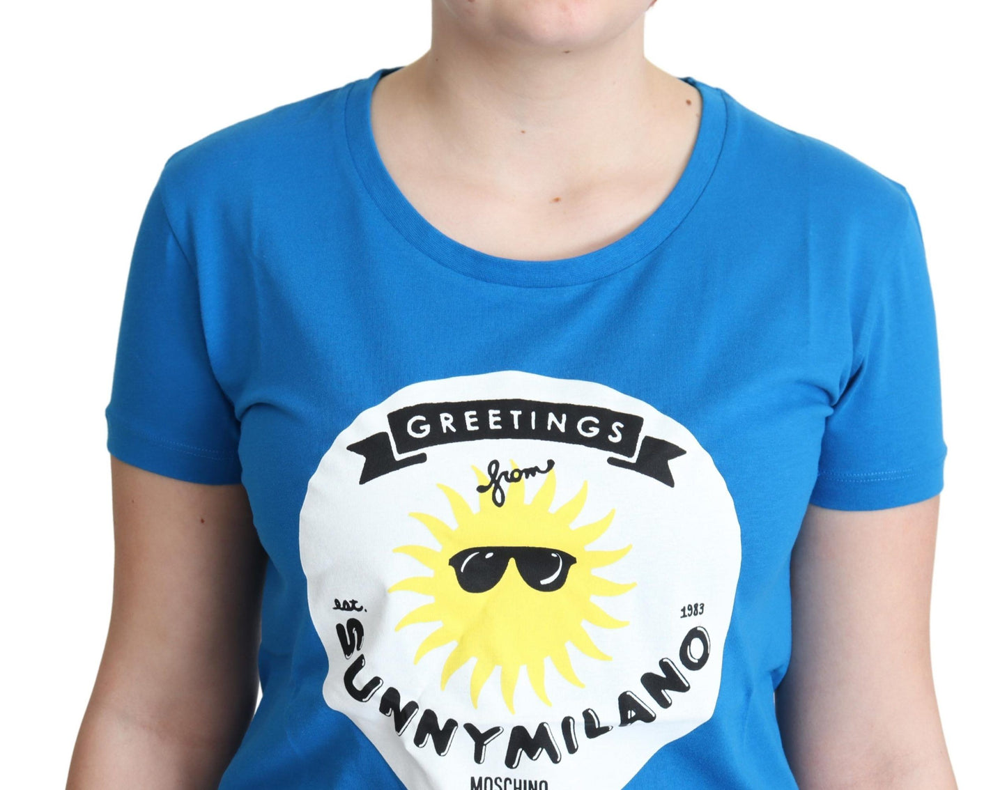 Moschino Blaue Baumwolle Sunny Milano Print Tops T-Shirt