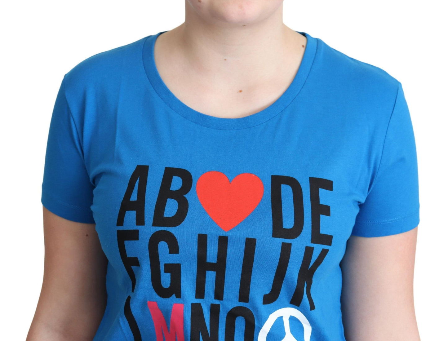 Moschino Blaue Baumwolle Alphabet Buchstaben Druck Tops