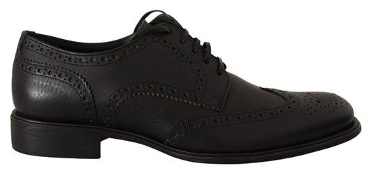 Dolce & Gabbana Schwarze Leder Oxford Wingtip Formal Dress Schuhe