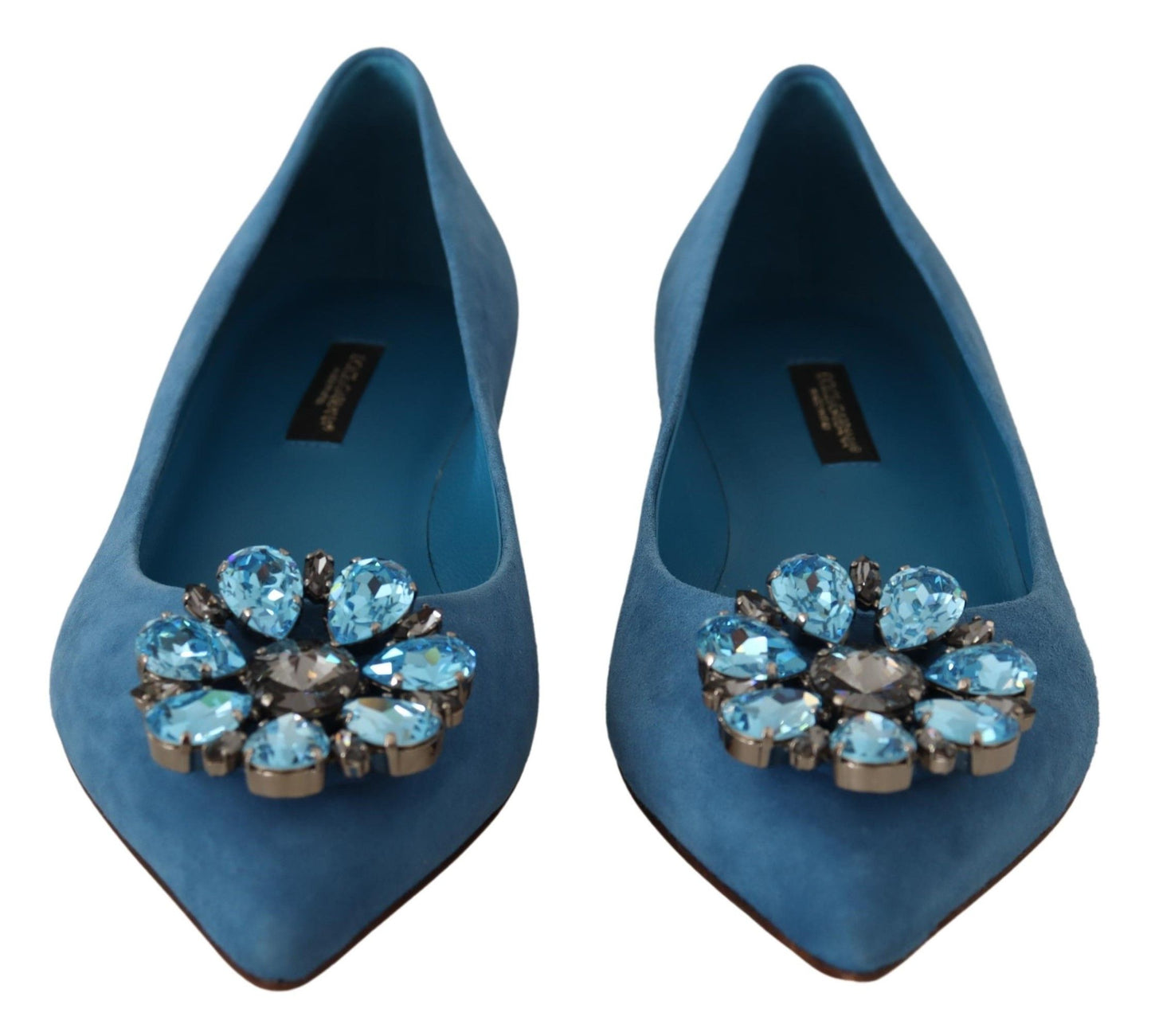 Dolce & Gabbana Blau Wildleder Kristalle Loafers Flats Schuhe