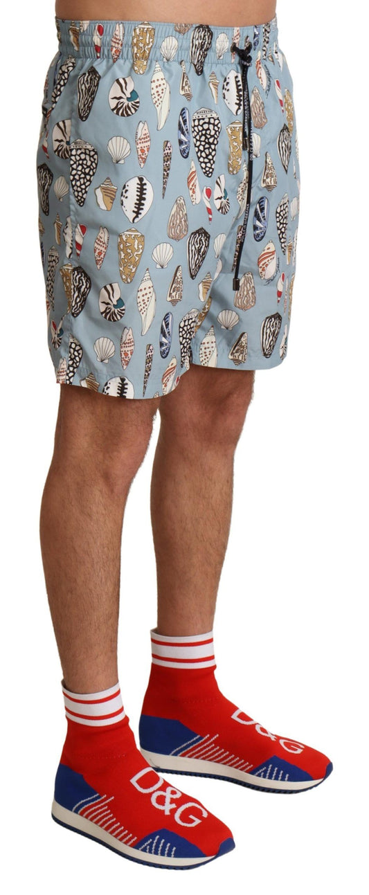 Dolce & Gabbana Blaue Muschel Strandbekleidung Bademode Shorts
