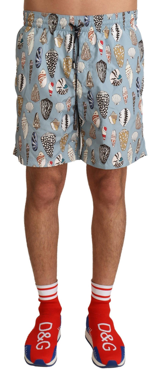 Dolce & Gabbana Blaue Muschel Strandbekleidung Bademode Shorts