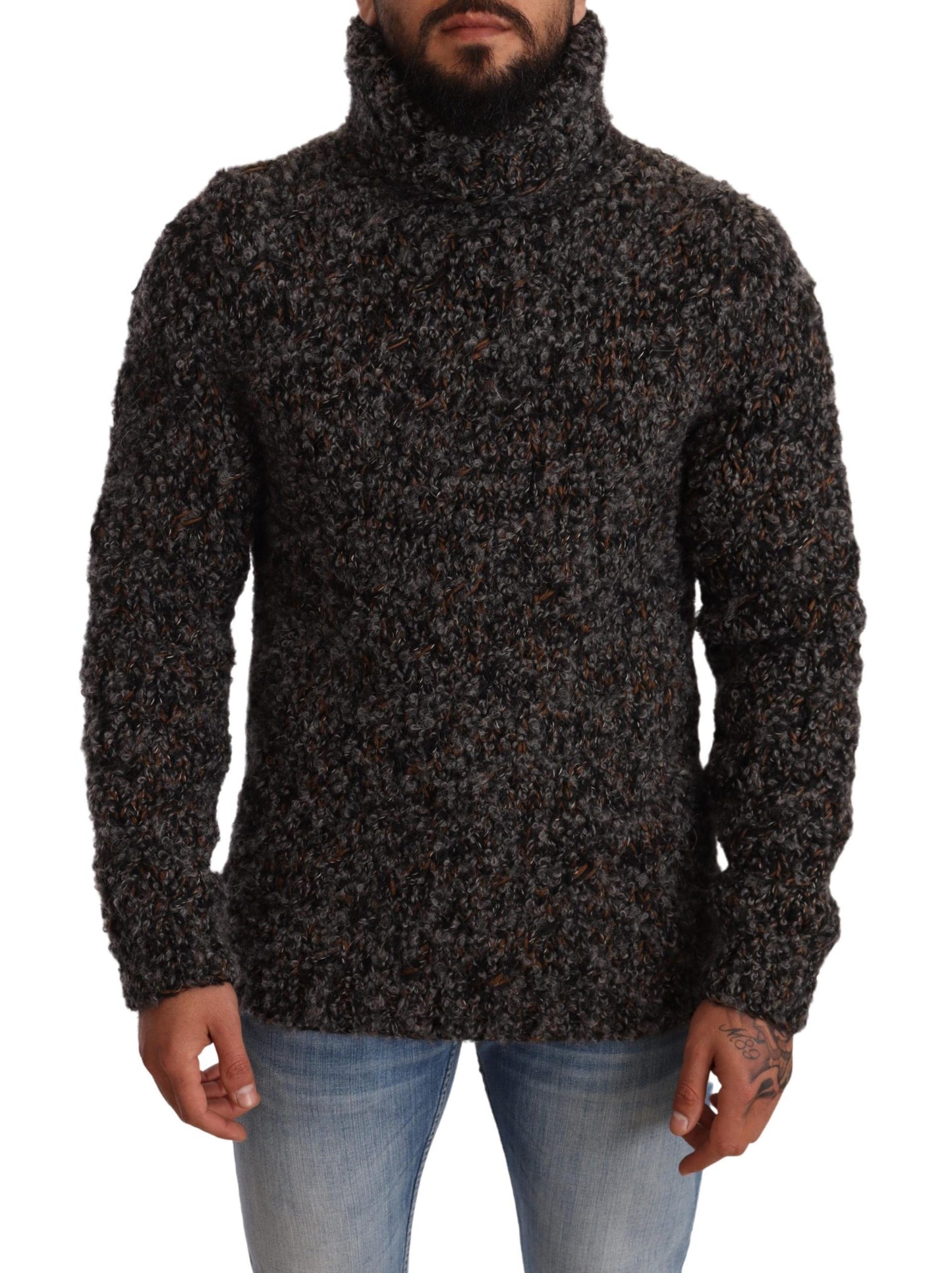 Dolce & Gabbana Grauer Rollkragenpullover aus Wollmischung