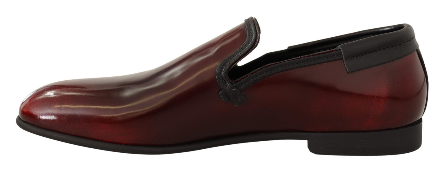 Dolce & Gabbana Bordeaux Lackleder Kleid Loafers Schuhe