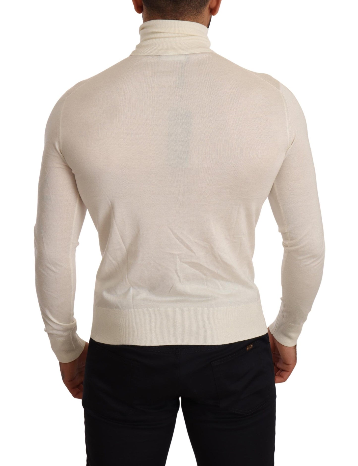 Dolce & Gabbana Rollkragenpullover aus cremefarbenem Kaschmir